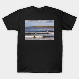 Surfing at Manorbier in Pembrokeshire T-Shirt